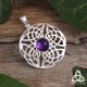 Pendentif médiéval rond et mixte en argent orné d'un noeud celtique et d'entrelacs infinis avec une Améthyste violette