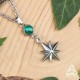 	Collier ésotériqueet astral Polaris Etoile du Nord médiéval fantasy en acier inoxydable et Malachite vert forêt