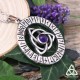 Collier viking en acier inoxydable Cercle 24 Runes et Triquetra celtique avec Améthyste violette, pour homme ou femme.