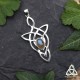 	Pendentif elfique féerique entrelacs longs en Argent massif 925 et pierre Labradorite reflet bleu de style païen médiéval