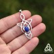 	Pendentif elfique féerique entrelacs longs en Argent massif 925 et Lapis Lazuli bleu pour un bijou médiéval