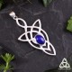 	Pendentif elfique féerique entrelacs longs en Argent massif 925 et Lapis Lazuli bleu pour un bijou médiéval