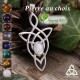 	Pendentif elfique féerique entrelacs longs en Argent massif 925 et pierre naturelle pour mariage, elfe Arwen