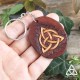 Porte-Clés en cuir médiéval féerique Triquetra noeud celtique marron foncé brun repoussé style païen wicca