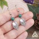 Boucles d'oreilles elfiques en acier inoxydable ornées de feuilles argentées et Malachite verte pour mariage médiéval fantasy