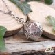 Collier celtique Arbre de Vie féerique boule argenté qui s'ouvre avec pierres roulées Quartz Rose. Bijou elfique fait-main.