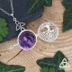 Collier celtique Arbre de Vie féerique boule argenté qui s'ouvre avec pierres roulées Améthyste violet. Bijou elfique fait-main