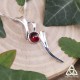 Collier médiéval fantasy en argent 925 ruban elfique ondulant autour d'un Grenat rouge foncé pour mariage féerique