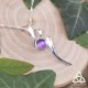 Collier médiéval fantasy en argent 925 ruban elfique ondulant autour d'une Améthyste violette pour mariage féerique