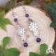 Boucles d'oreilles pendantes en acier inoxydable ornées de flocons de neige argenté entourés de perles en Améthyste violet foncé