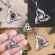 Collier durable mixte noeud celtique Triquetra ornée d'entrelacs en acier inoxydable et Pierre naturelle ronde, mariage médiéval