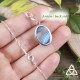 Pendentif féerique en Argent 925 et Agate bleue ovale sertie griffes, sur chaine elfique mailles torsadées