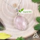 Pendentif féerique en Argent 925 et Quartz Rose pastel ovale sertie griffes, sur chaine elfique mailles torsadées
