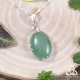 Pendentif féerique en Argent 925 et Aventurine vert pastel ovale sertie griffes, sur chaine elfique mailles torsadées