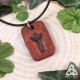 Collier artisanal en cuir au pendentif rectangulaire marron orné de la Rune de protection Elhaz, médiéval fantasy