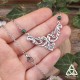 Collier médiéval fantasy et elfique orné de volutes Art Nouveau argentées et Malachite verte, pour mariage médiéval fantasy