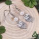 Boucles d'oreilles elfiques en acier inox ornées de feuilles argentées et Pierre Lune blanche pour mariage médiéval fantasy