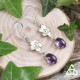 Boucles d'oreilles féeriques et nature en Argent 925 ornée d'une Fleur elfique et d'une Améthyste violette