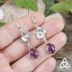 Boucles d'oreilles féeriques et nature en Argent 925 ornée d'une Fleur elfique et d'une Améthyste violette