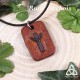 Collier artisanal et personnalisable en cuir au pendentif rectangulaire marron orné d'une Rune nordique, médiéval fantasy