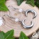 Boucles d'oreilles Witchy et ésotériques en acier inoxydable ornées  d'un croissant de lune argenté et Pierre Lune blanche