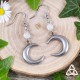 Boucles d'oreilles Witchy et ésotériques en acier inoxydable ornées  d'un croissant de lune argenté et Pierre Lune blanche