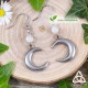 Boucles d'oreilles Witchy et ésotériques en acier inoxydable ornées  d'un croissant de lune argenté et Pierre Lune blanche