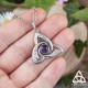 Collier durable mixte noeud celtique Triquetra ornée d'entrelacs en acier inoxydable et Améthyste violette, mariage gothique