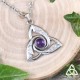 Collier durable mixte noeud celtique Triquetra ornée d'entrelacs en acier inoxydable et Améthyste violette, mariage gothique