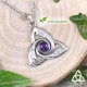Collier durable mixte noeud celtique Triquetra ornée d'entrelacs en acier inoxydable et Améthyste violette, mariage gothique
