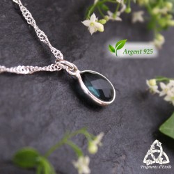 Collier Larme d’Ondine en argent 925 avec topaze bleue facettée en forme de goutte