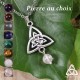 Collier Keltia double Triquetra argenté et Pierre naturelle - style médiéval fantasy - pour couple