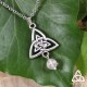 Collier Keltia double Triquetra argenté et Quartz Rose pastel - mariage médiéval fantasy - pour couple