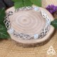 Bracelet féerique Odalyne – vue latérale des volutes et de l’Aigue-marine naturelle bleue, pour mariage médiéval