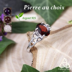 Bague celtique Ceangal en argent 925 avec avec Pierre gemme naturelle, bijou pour mariage médiéval fantasy