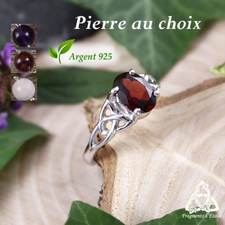 Bague celtique Ceangal en argent 925 avec avec Pierre gemme naturelle, bijou pour mariage médiéval fantasy