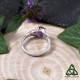 Bague Ceangal avec entrelacs elfiques en argent 925 et Améthyste - vue de dessus sur l'anneau et l'arrière de la pierre
