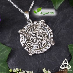 Pendentif Croix de Brigid en argent 925 et sa chaine torsadée, symbole irlandais de protection, bijou pour homme ou femme