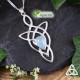 Collier elfique Lelyan en Argent 925 et Topaze bleu ciel - vue principale sur fond ardoise, style elfique et médiéval fantasy