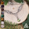 	Collier elfique Odalyne, volutes argentées et Pierre gemme naturelle - vue principale, bijou pour mariage médiéval fantasy